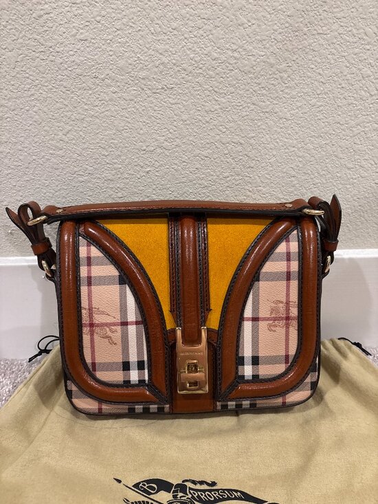 Burberry Handbags - Burberry Haymarket Check Multicolor Top Handle Crossbody Bag